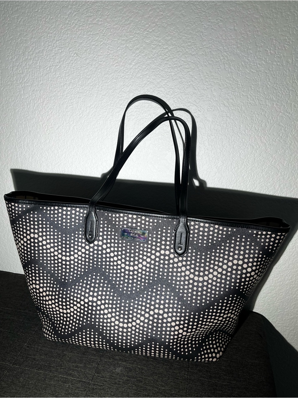 Ralph Lauren Black Dot-Print Tote Bag